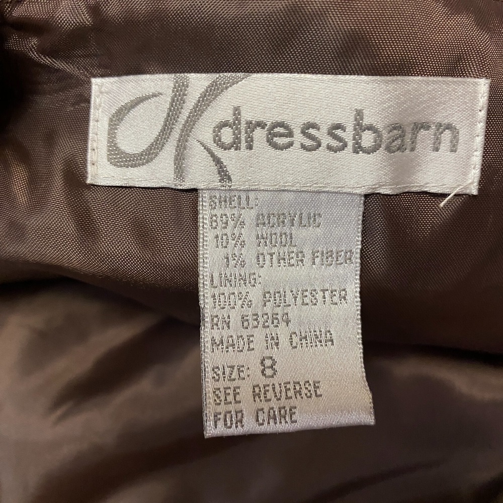 Dressbarn Tweed Short Skirt Wool Blend Sz 8 Brown Plaid Buttons Equestrian Fall - Picture 8 of 9